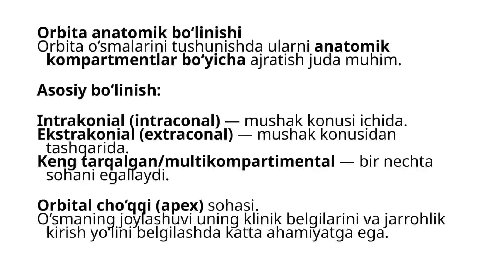 Orbita va atrof bo‘shliqlari o‘smalari 3
