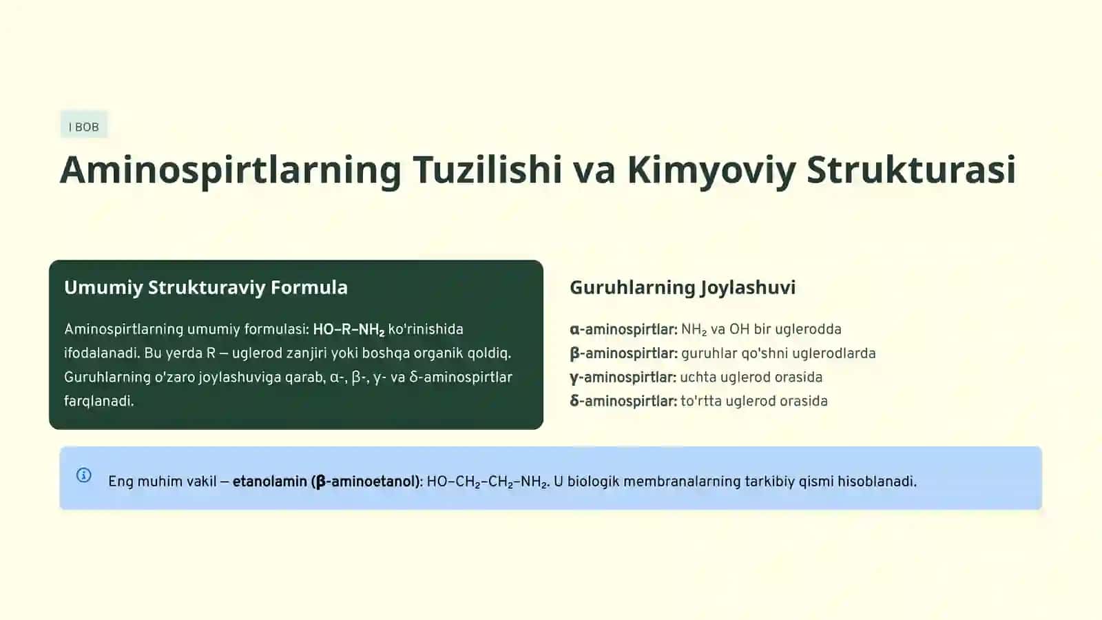 Aminospirtlar: Tuzilishi va Xossalari Tahlili 3