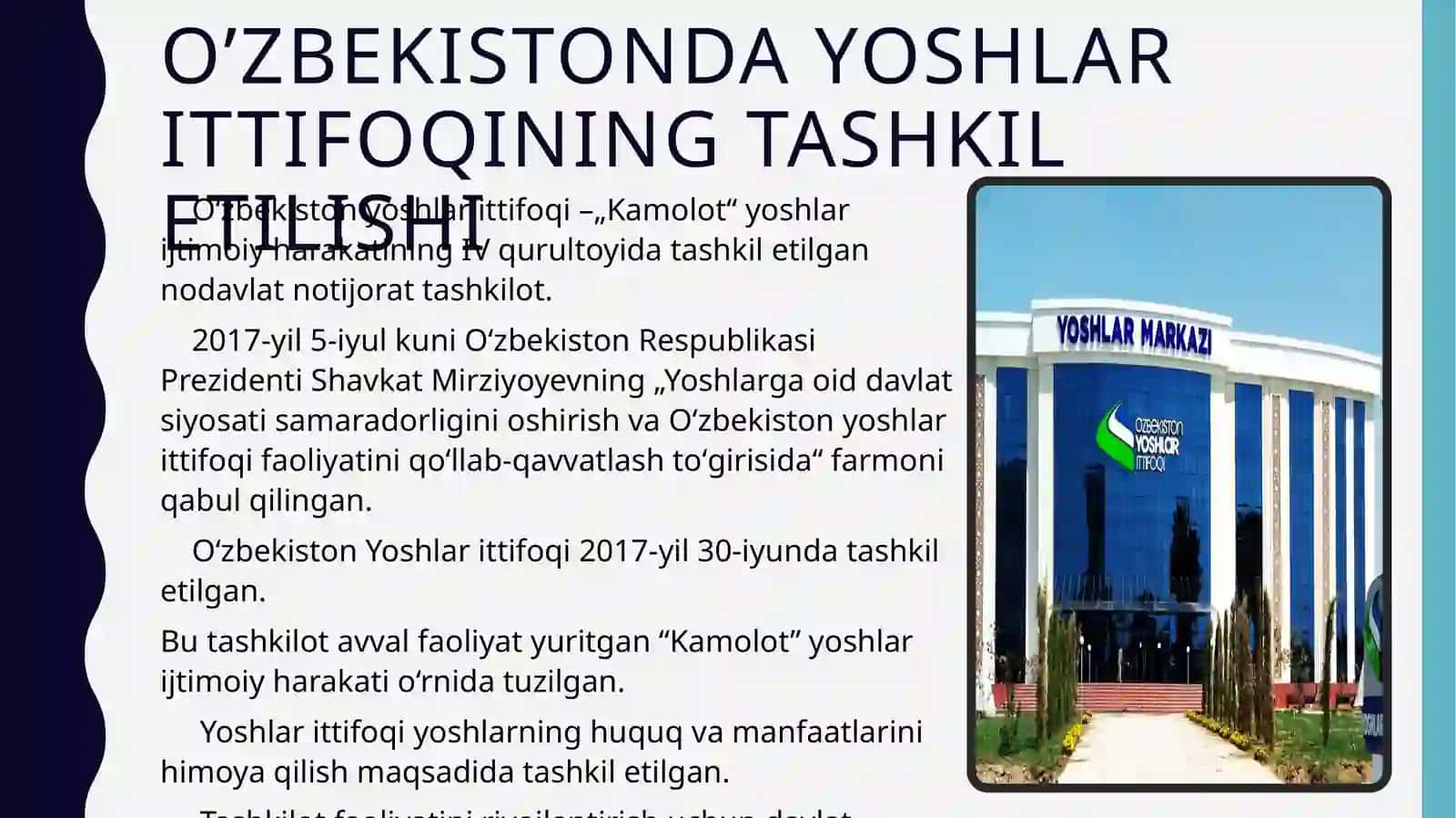 O’ZBEKISTONDAYOSHLARITTIFOQININGTASHKILETILIShI 3