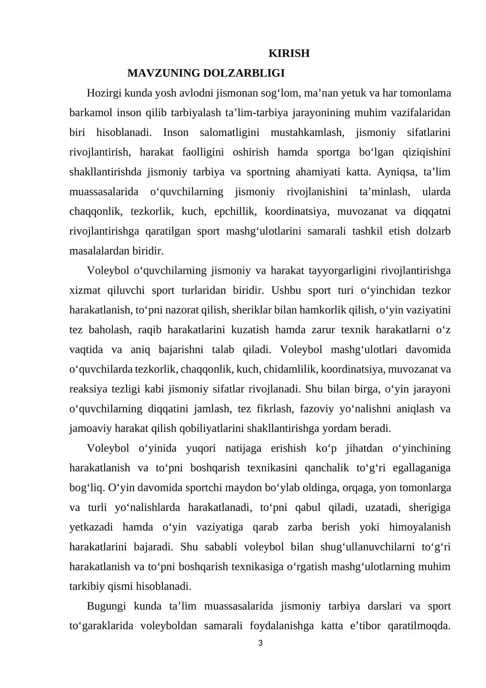 Voleybol o‘yinida harakatlanish va to‘pni boshqarishning texnik usullarini o‘rgatish. 3
