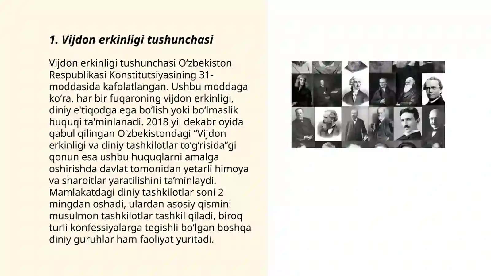 Vijdon erkinligi va diniy tashkilotlar toʻgʻrisidagi qonunning mohiyati 3