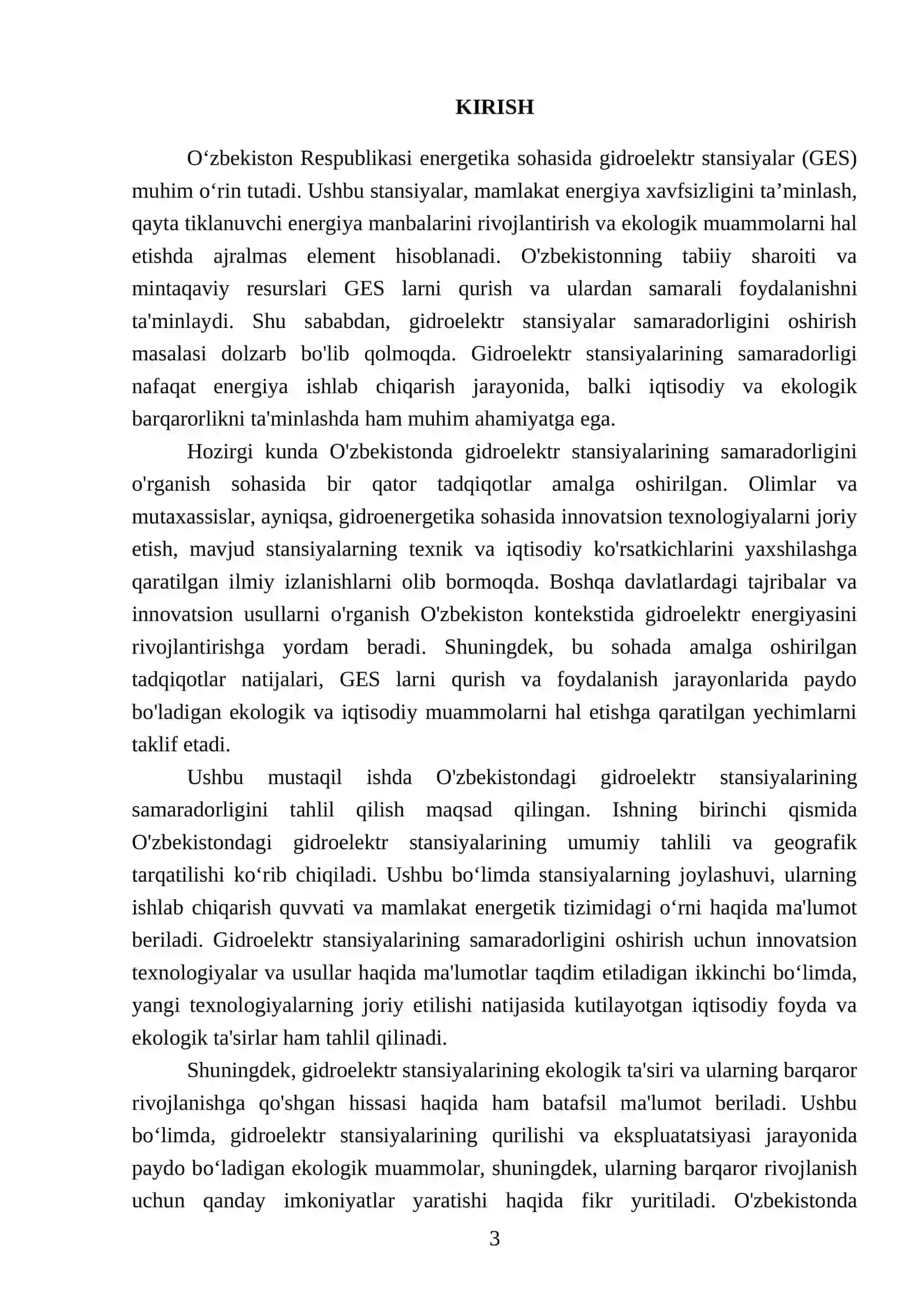 Oʻzbekistonda ishlatilyotgan gidroelektr stansiyalar samaradorligi 3