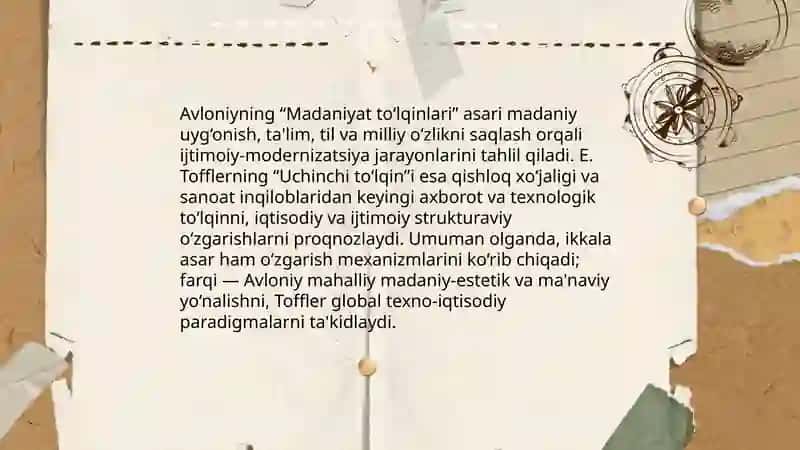Avloniyning “Madaniyat to‘lqinlari” va E. Tofflerning “Uchinchi to‘lqin” 3