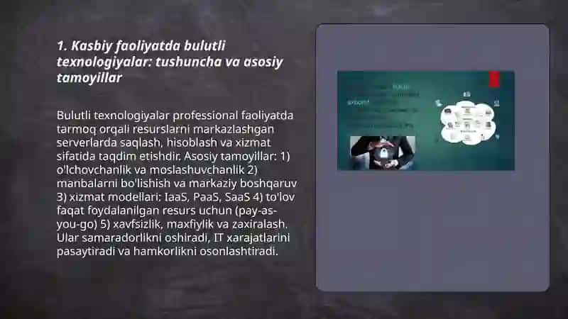 Kasbiy faoliyatda bulutli texnologiyalar va ularning ta'limiy imkoniyatlari 3