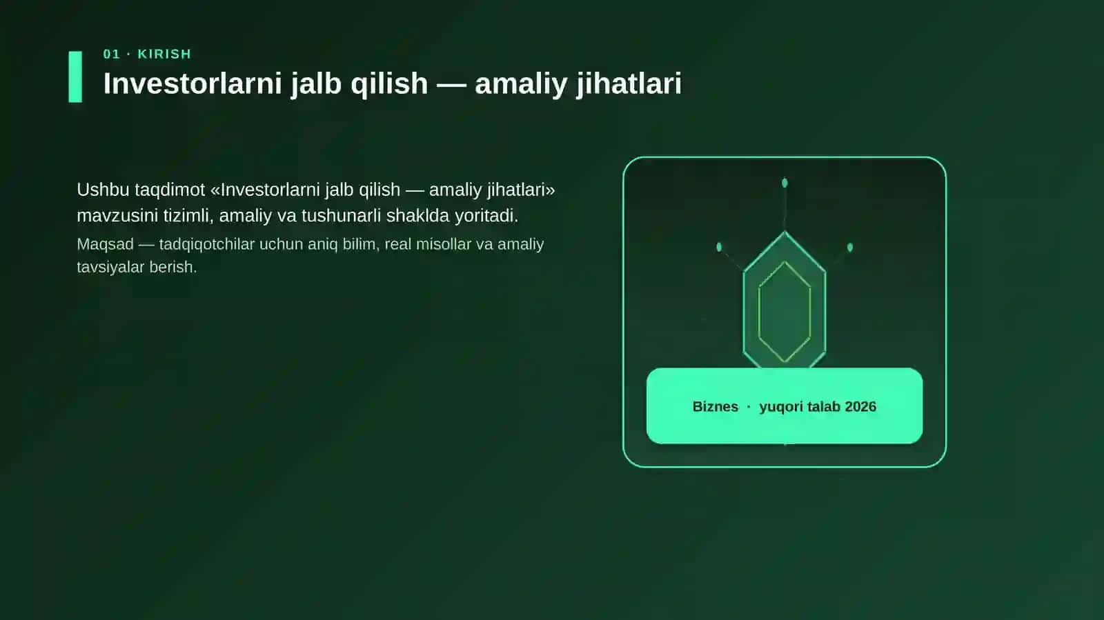 Investorlarni jalb qilish — amaliy jihatlari 3