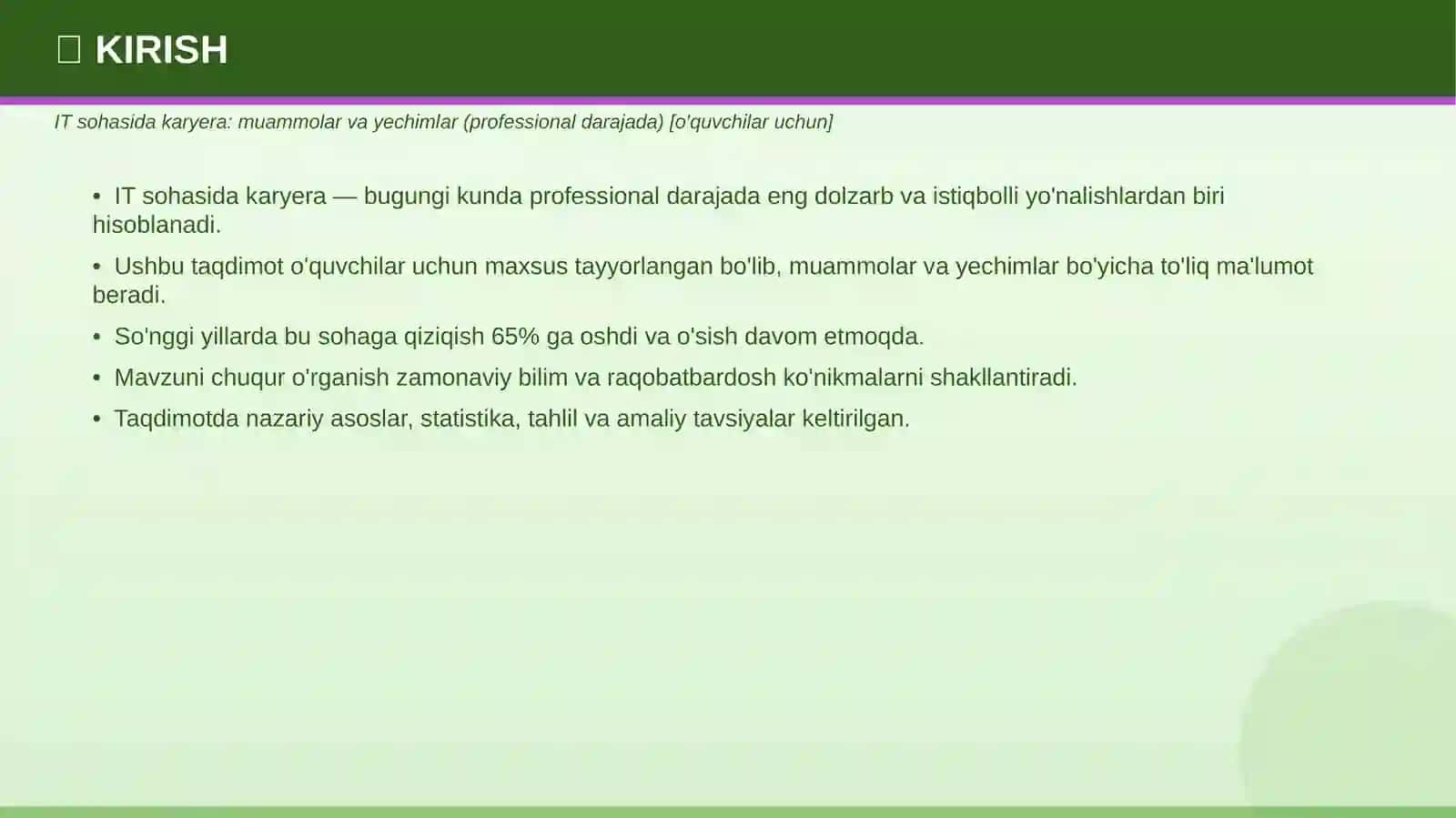 IT sohasida karyera: muammolar va yechimlar (professional darajada) 3