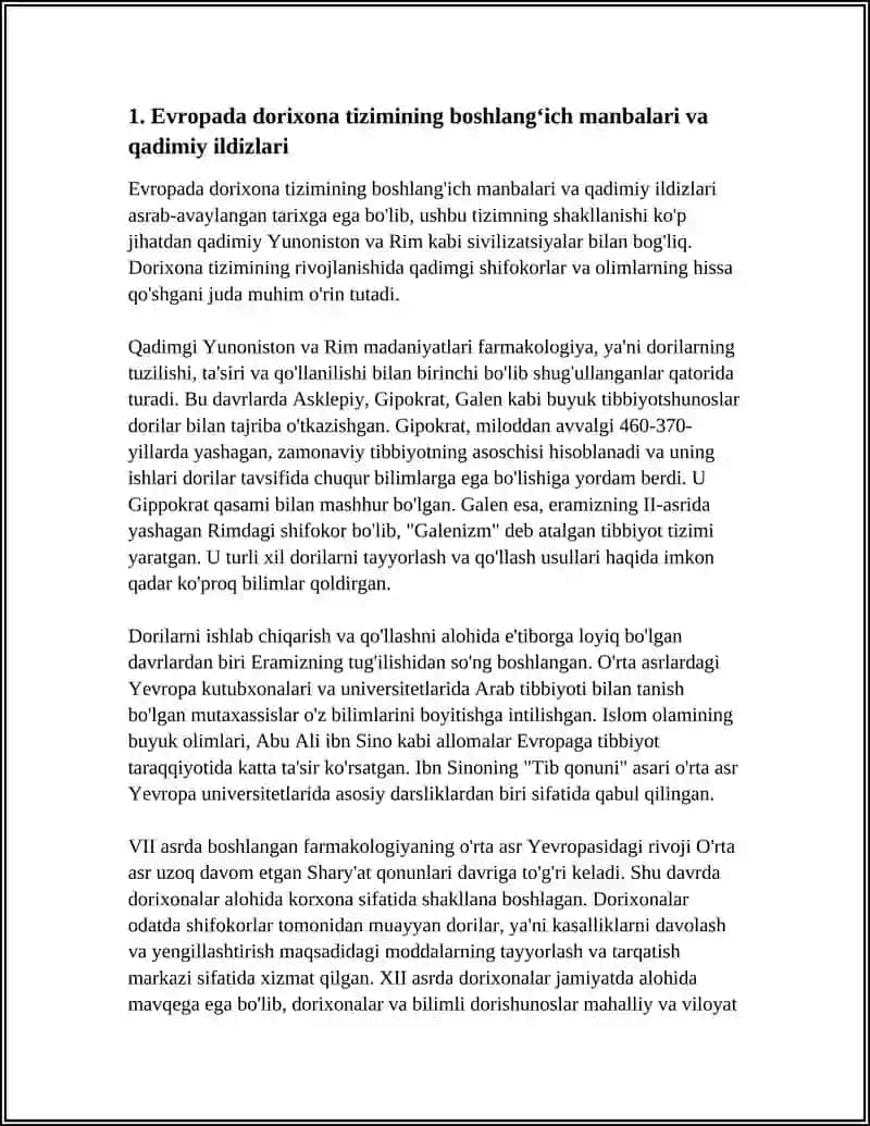 YEVROPADA DORIXONA TIZIMINING PAYDO BOʻLISHI 3