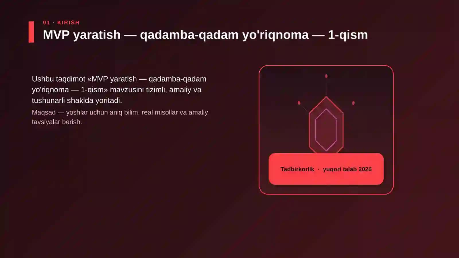 MVP yaratish — qadamba-qadam yo'riqnoma — 1-qism 3