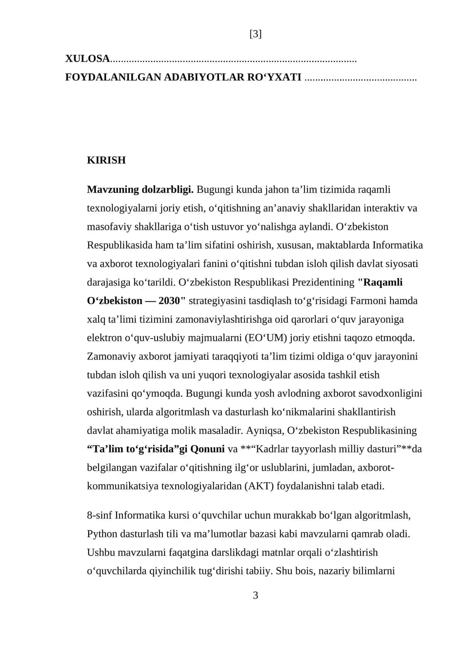 INFORMATIKA O’QITISH METODIKASI 3