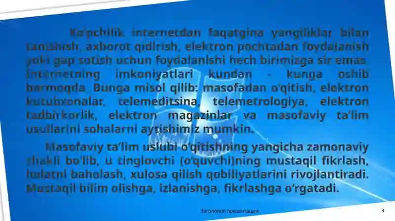 Masofaviy ta'lim tizimi va o'qitishning texnik vositalari 3