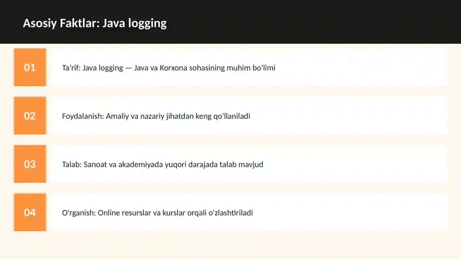 DASTURLASH | JAVA VA KORXONA 3