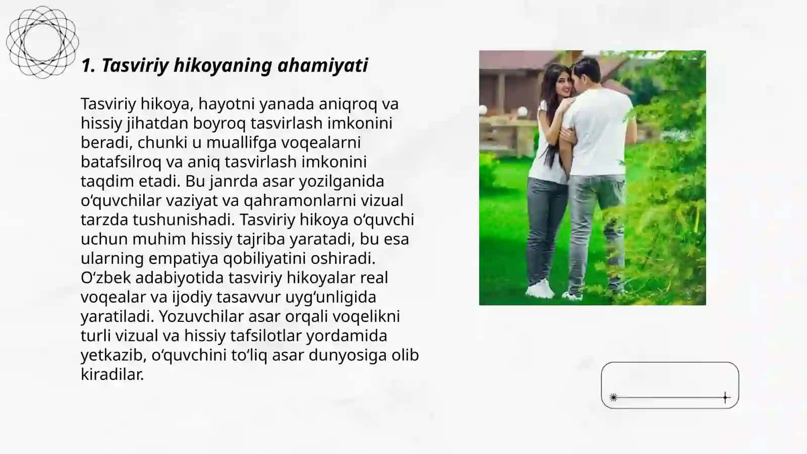 Matn turlari:tasviriy hikoya va muhokama 3