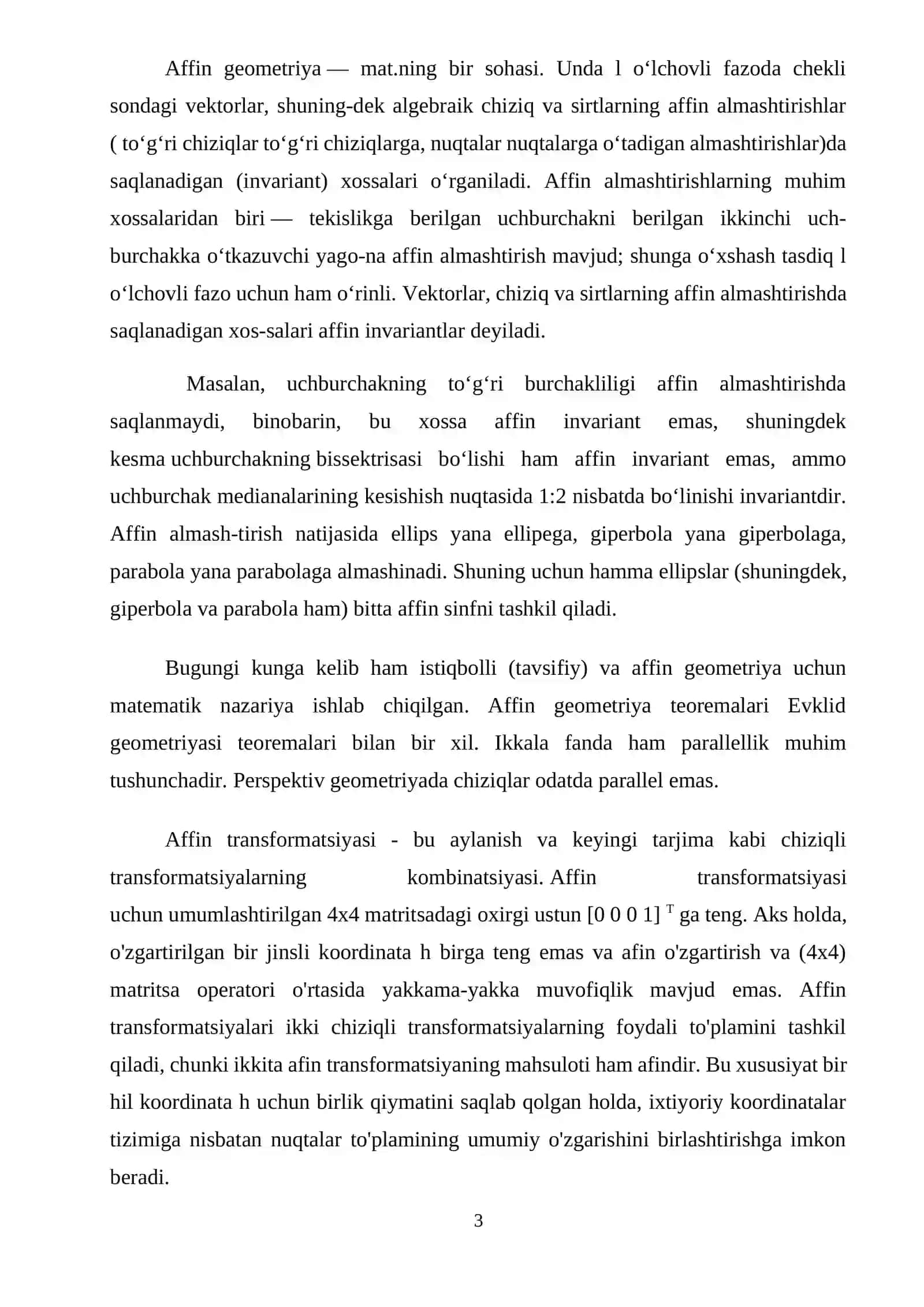 Ikki tekislikning perspektiv affin mosligi 3