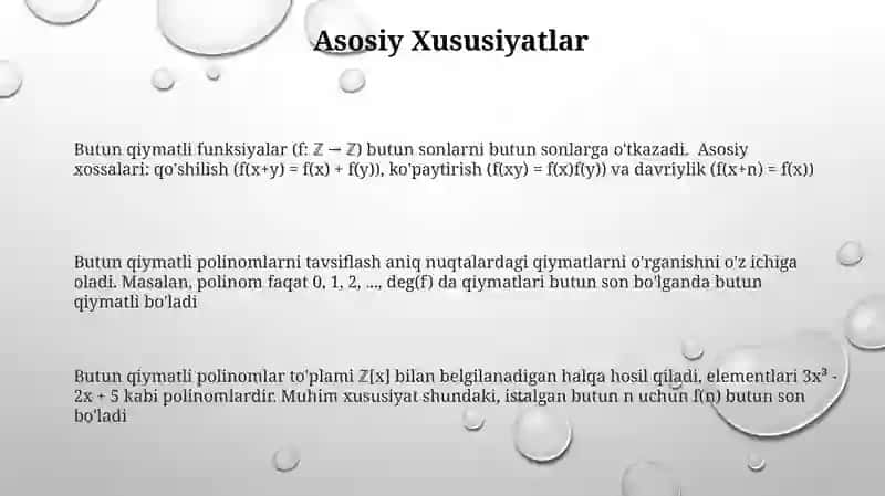 Butun qiymatli funksiyalar 3