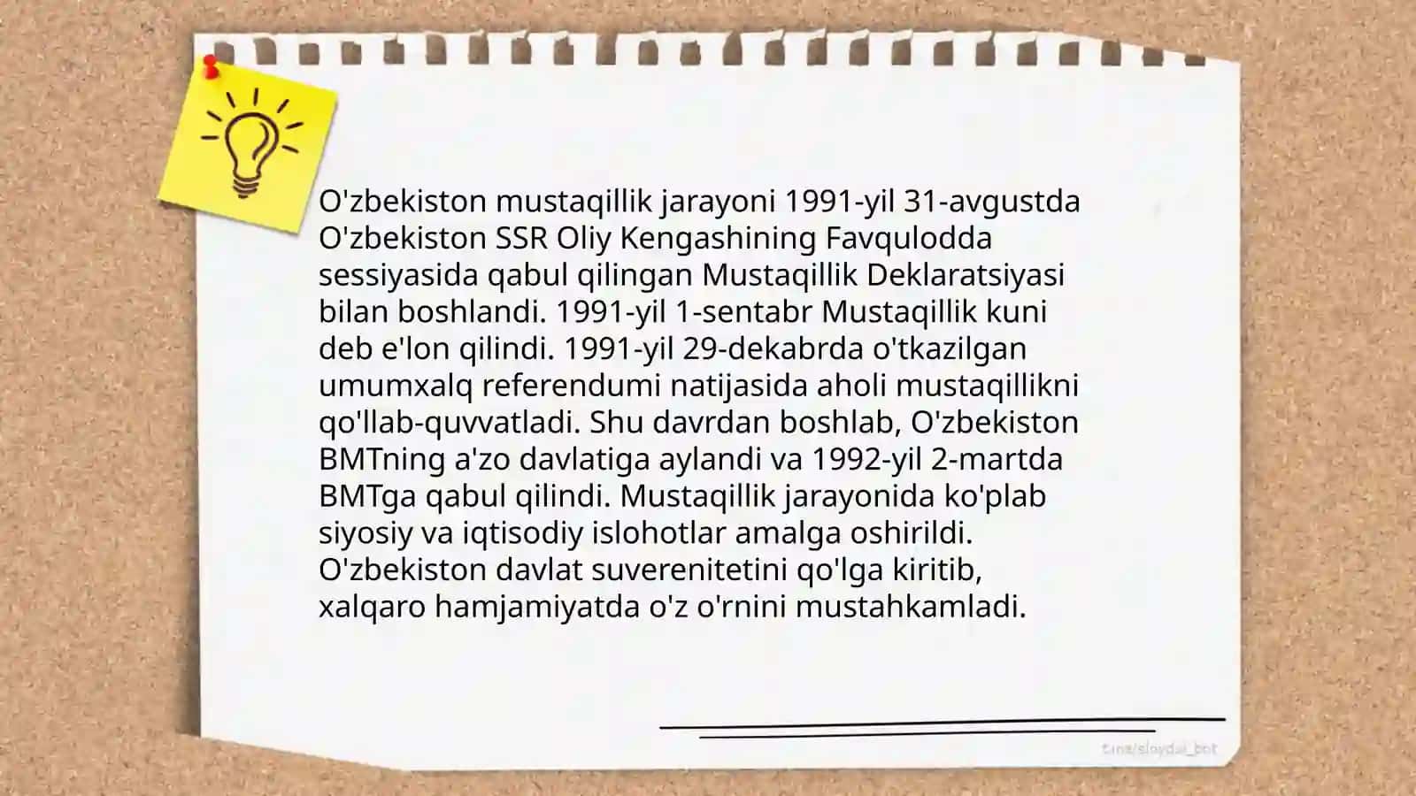MUSTAQIL O'ZBEKISTON RESPUBLIKASI TASHKILTOPISHINING TARIXIY AHAMIYATI 3