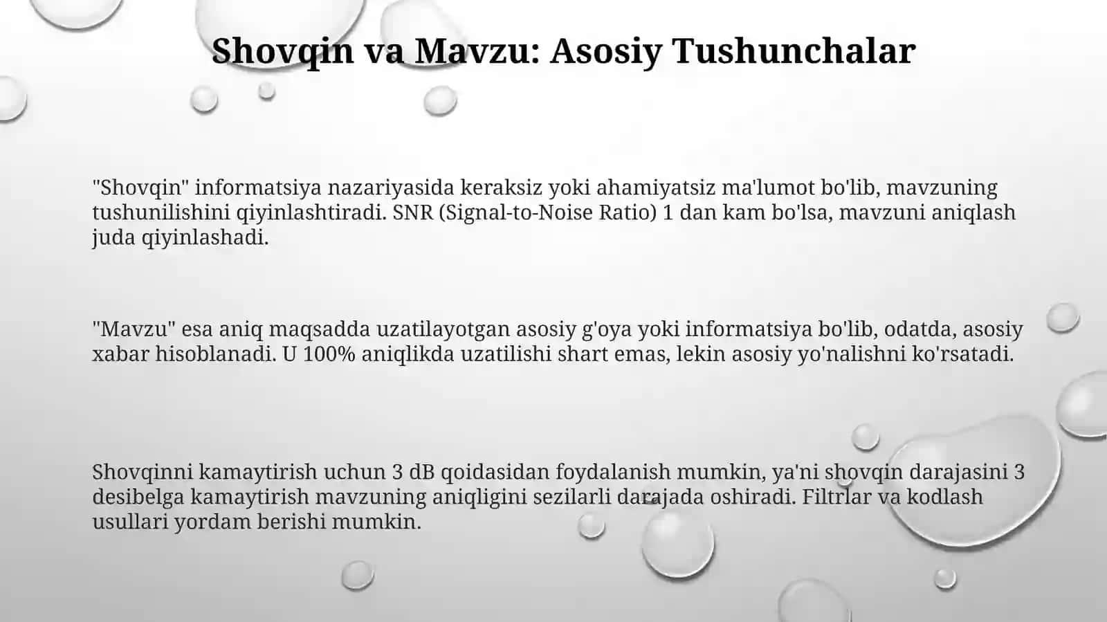 Shovqin va Mavzu: Asosiy Tushunchalar 3