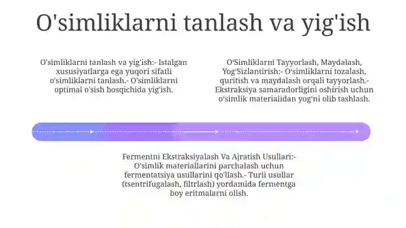 OʻSimliklarni Tayyorlash,Maydalash, YogʻSizlantirish, Fermentni Ekstraksiyalash Va Ajratish Usullari 3