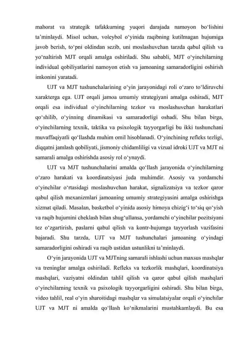 UJT va MJT. To‘siq qo‘yish taktikasi, asosiy yordamchi to‘siq qo’yuvchilarning o‘zaro harakati. 3