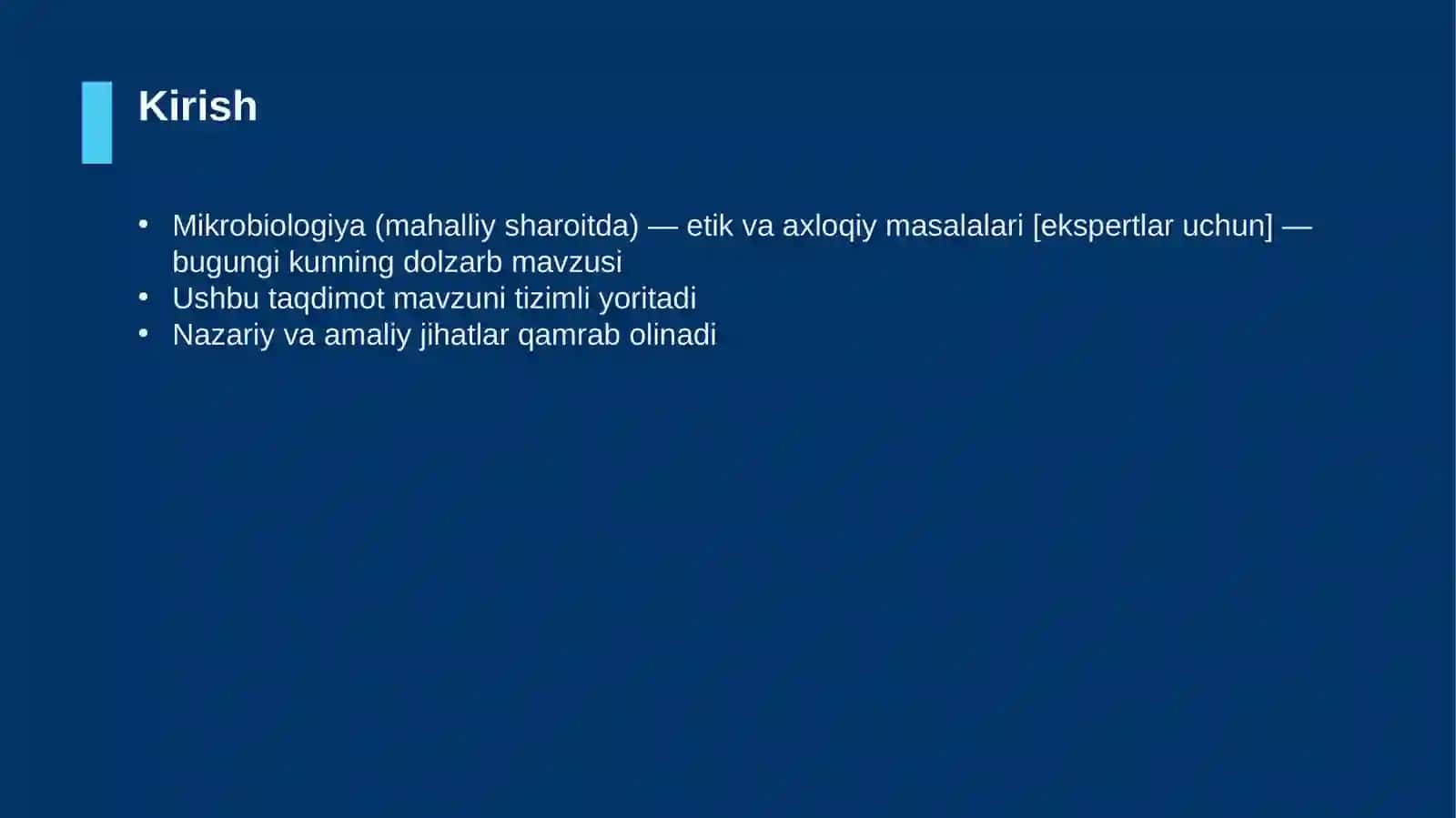 Mikrobiologiya (mahalliy sharoitda) — etik va axloqiy masalalari [ekspertlar uchun] 3