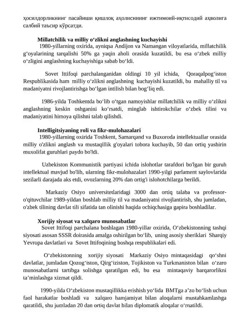 Mustaqillika erishish arafasida O'zbekistonning ijtimoiy siyosiy ahvoli 3