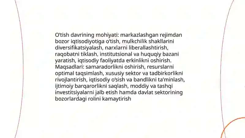 Oʻtish davrining mazmuni.Bozor iqtisodiyotiga oʻtish yoʻllari 3