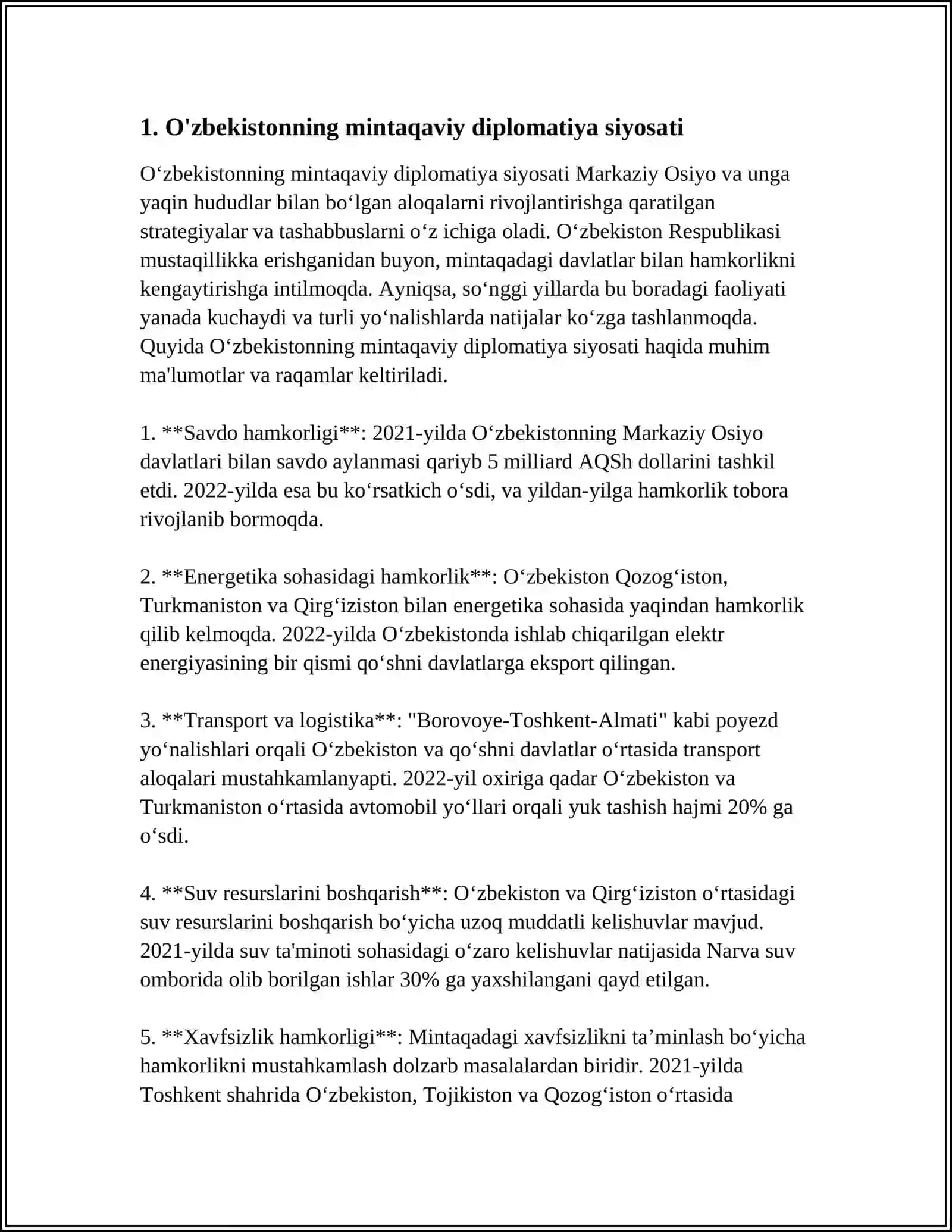 O'zbekistonning mintaqaviy diplomatiya siyosati 3