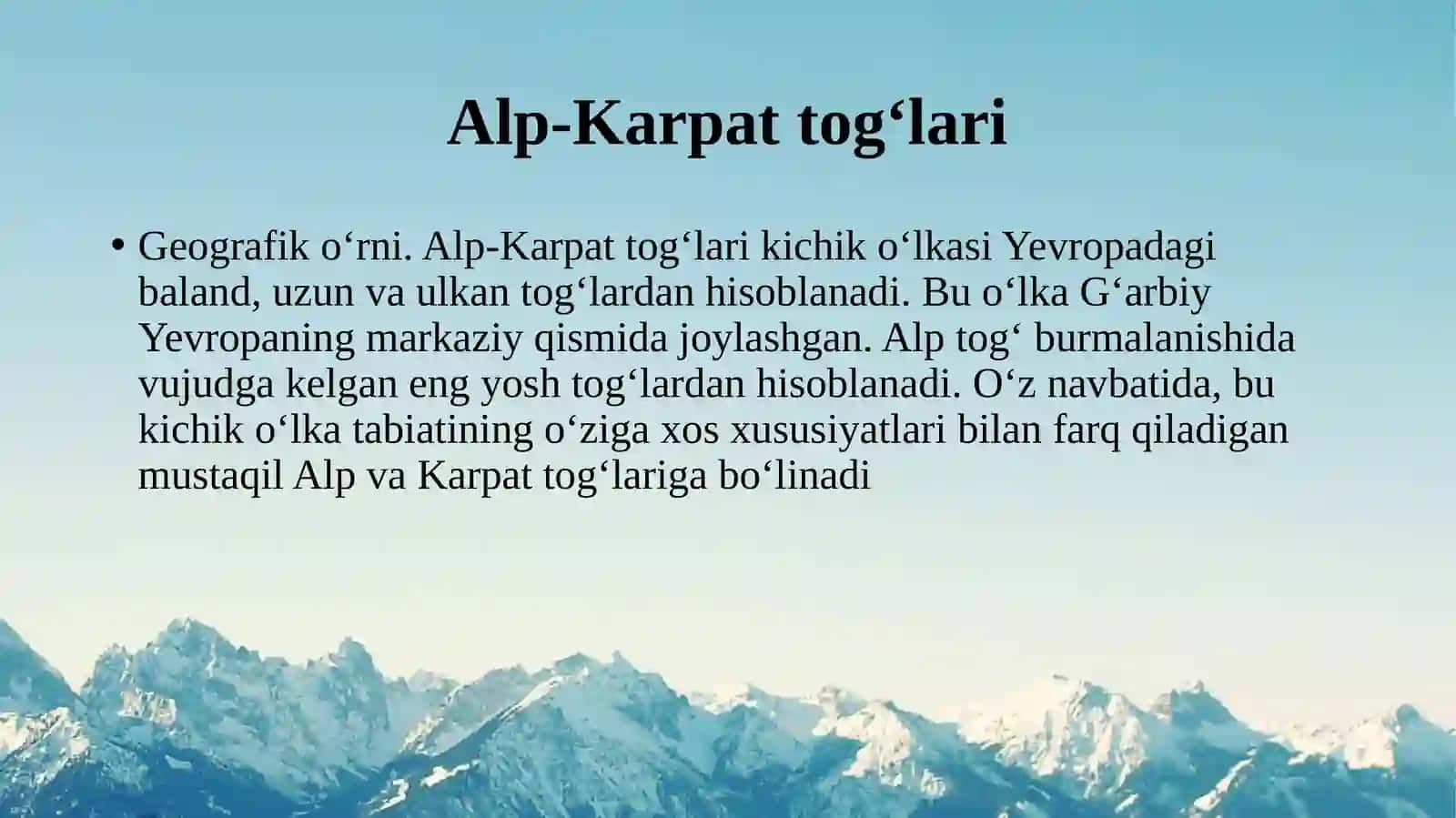 Alp-Karpat  tog‘lari 3