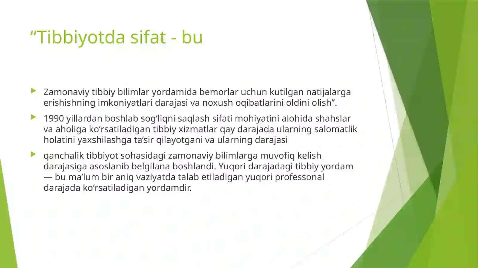 Sogʻliqnisaqlashda Sifat tushuncha 3