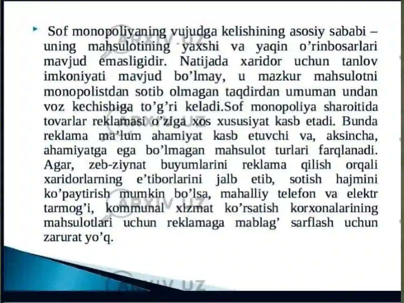 Monopol  hukmronlik to’g’risida tushuncha 3