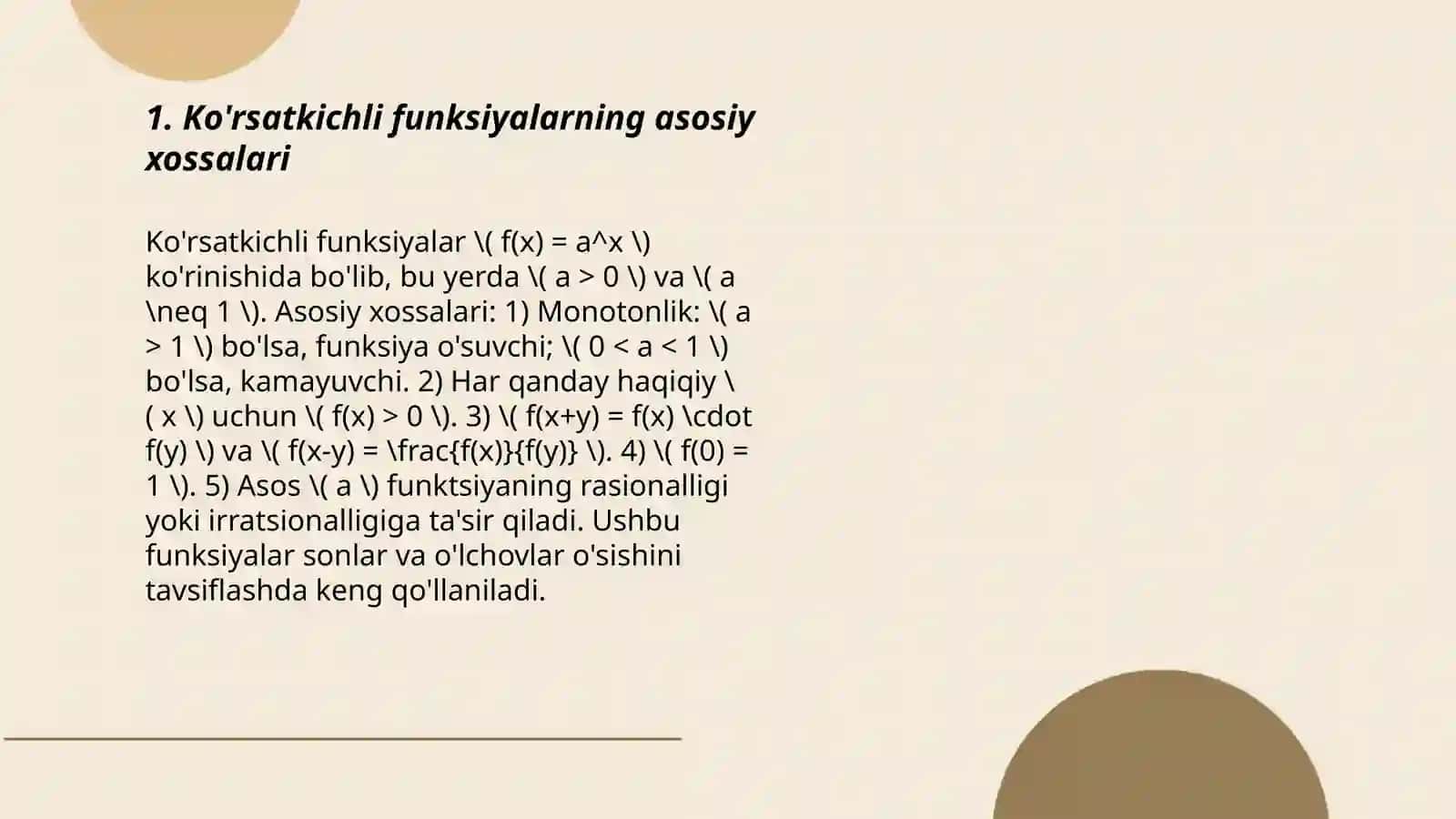 Ko’rsatkichli darajali va gipirbolik funksiyalar xosilalarini xisoblash 3