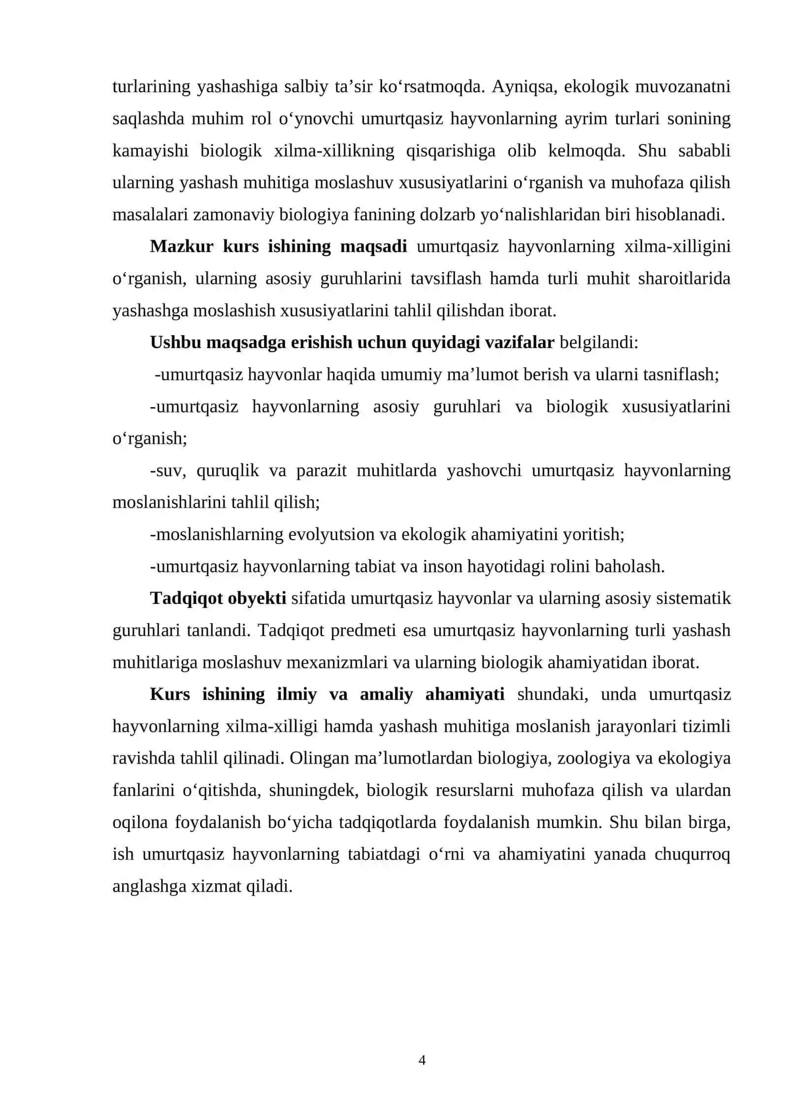 UMURTQASIZ HAYVONLARNING XILMA-XILLIGI TURLI MUHIT SHAROITIDA YASHASHGA MOSLASHUVI NATIJASI 3