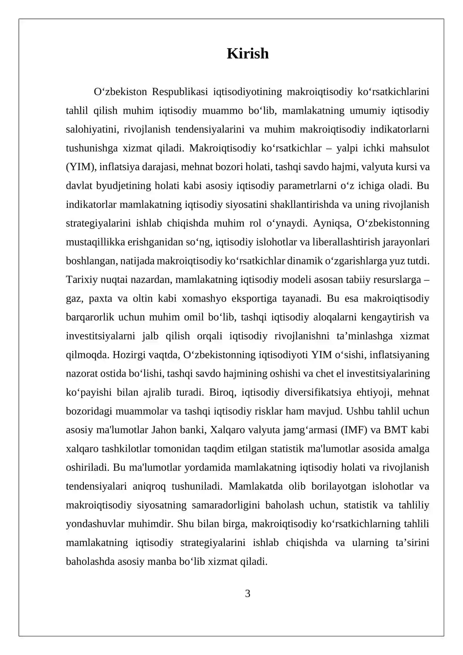 Oʻzbekiston Respublikasining Makroiktisodiy Koʻrsatkichlari Tahlili 3