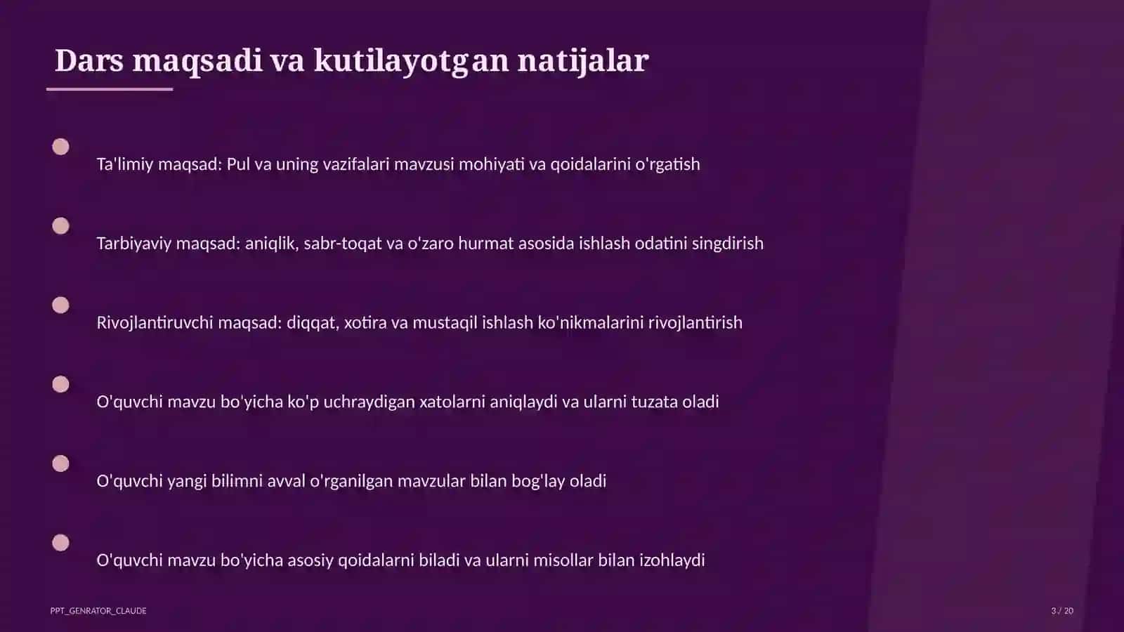 Pul va uning vazifalari (9-sinf) 3