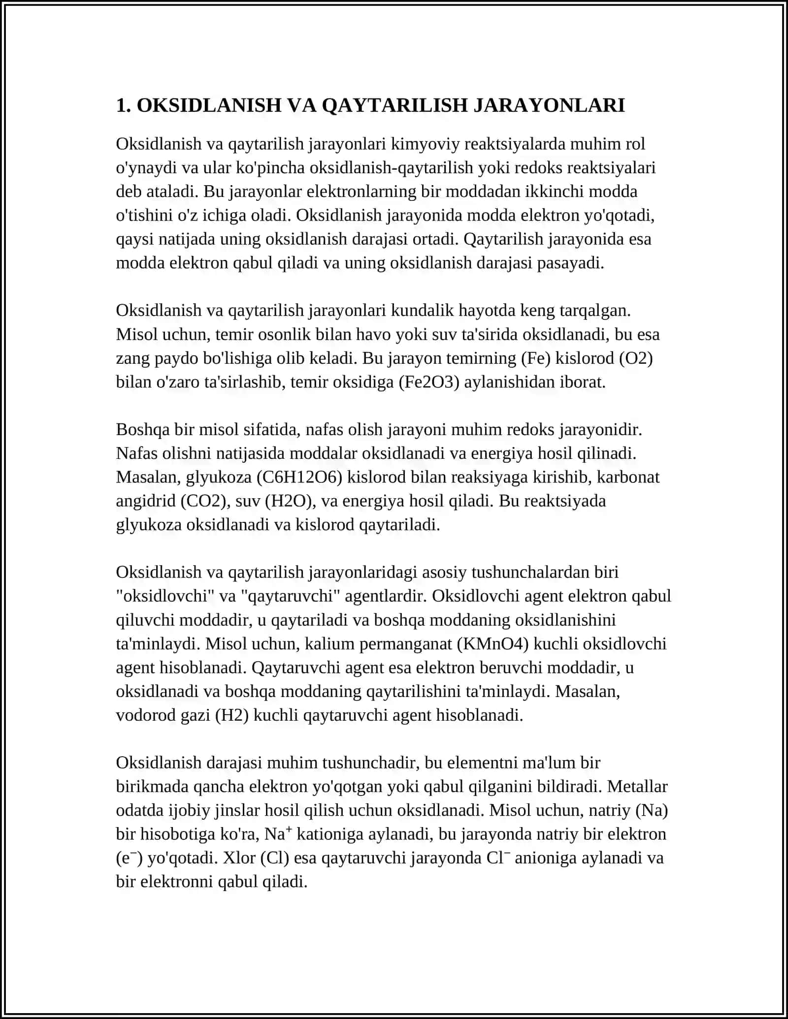 OKSIDLANISH QAYTARILISH REAKSIYALARI TUZISH VA TENGLASH 3