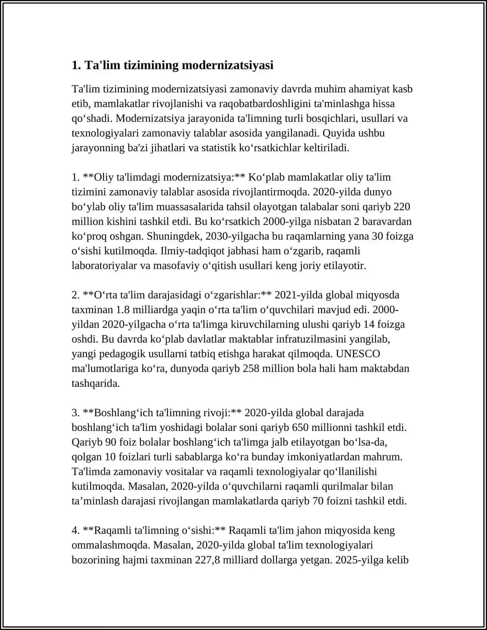 MUSTAQILLIK YILLARIDA TA'LIM SOHASIDAGI ISLOHATLAR 3