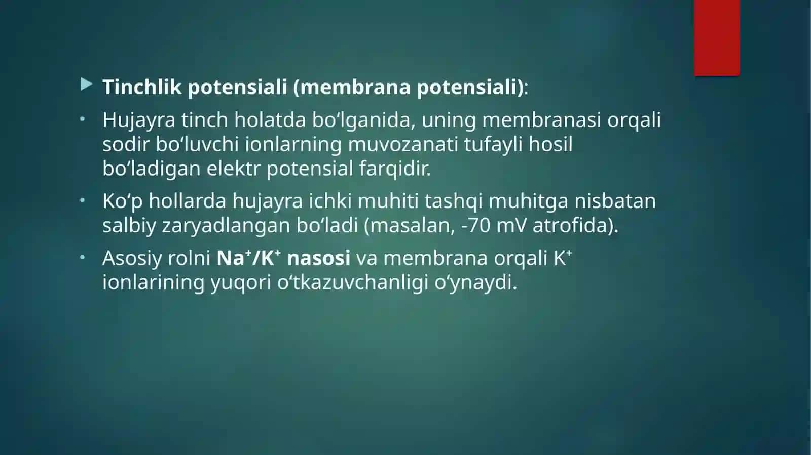 Qo’zg’aluvchan to’qima(bezlarda)lardabioelektrikhodisalar 3