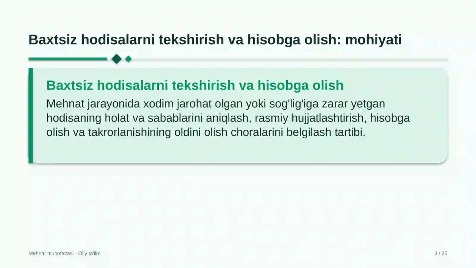 masofaviy ta'limda baxtsiz hodisalarni tekshirish va hisobga olish 9350 3
