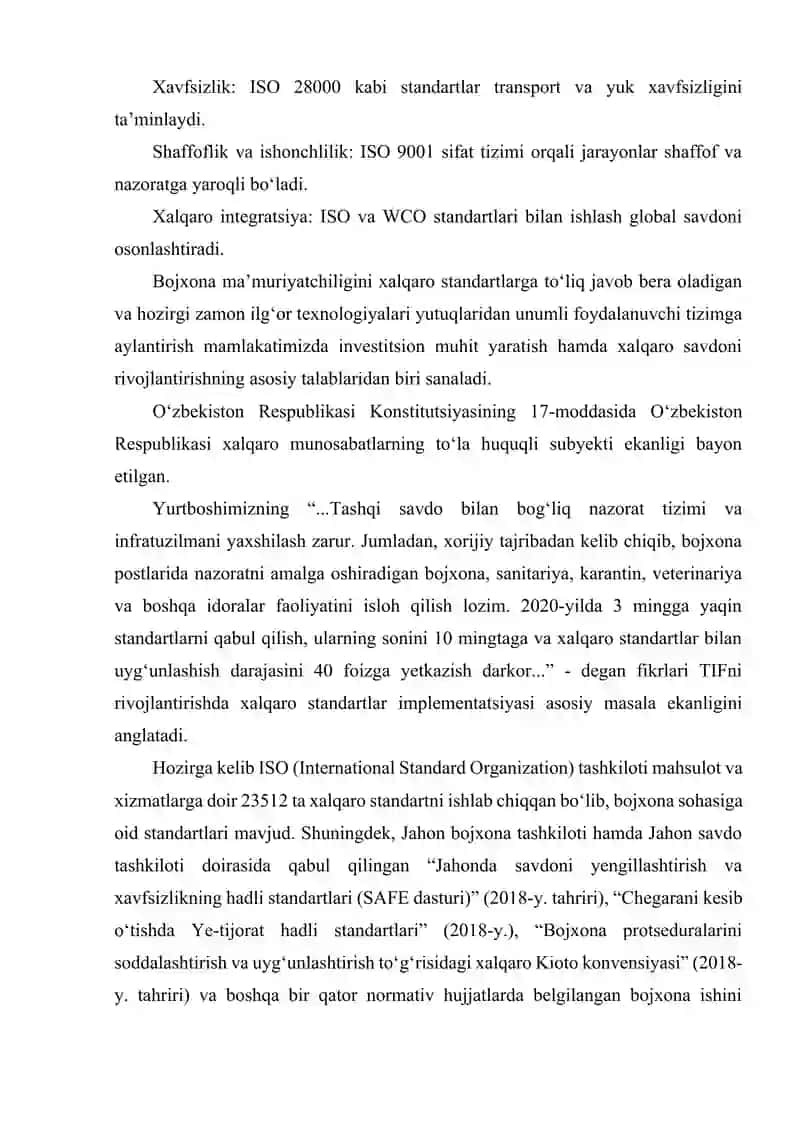 BOJXONA XIZMATLARINING XALQARO STANDARTLARI VA ISO TIZIMLARI 3