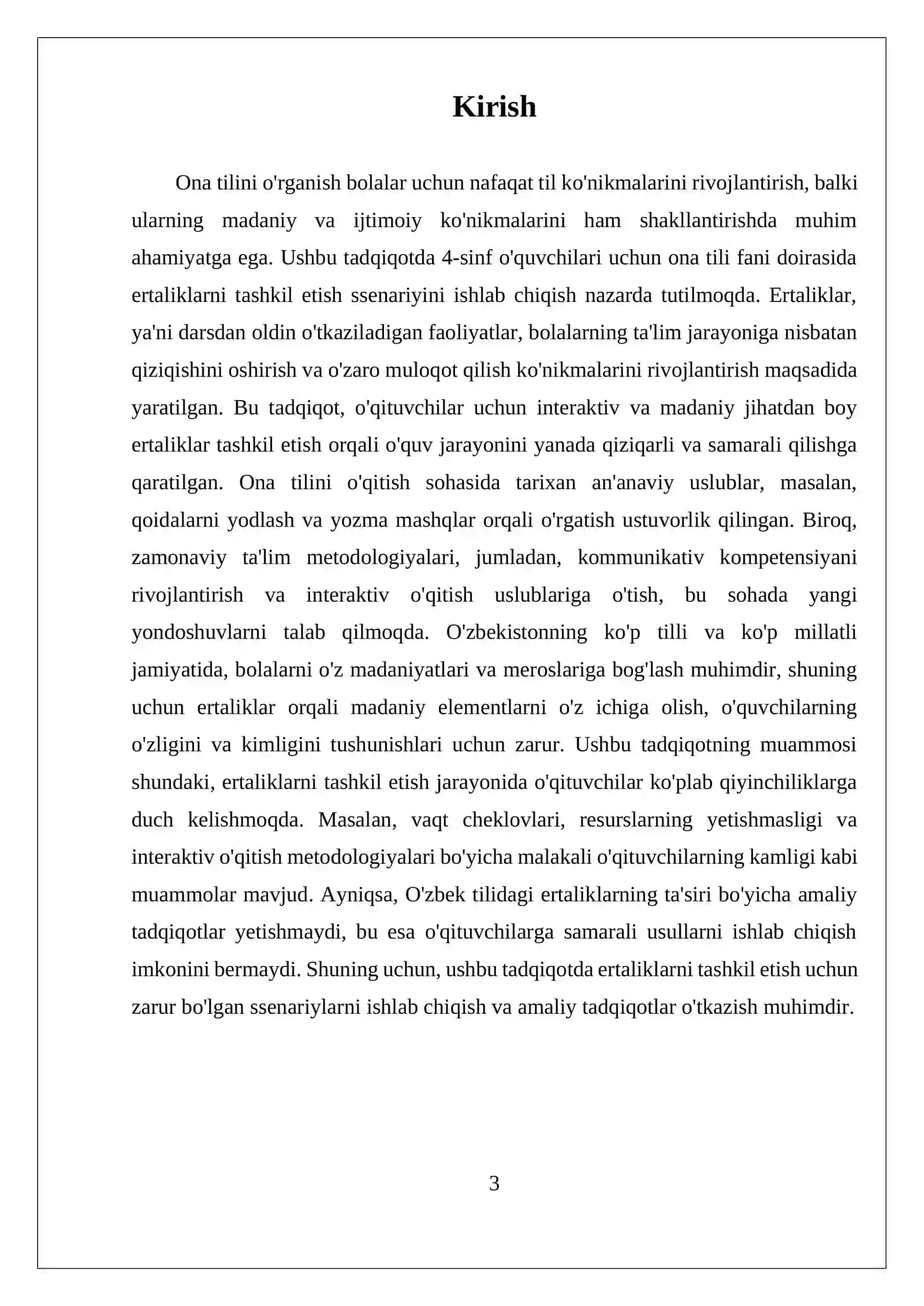 Ertaliklarni Tashkil Etish Ssenariysi 3