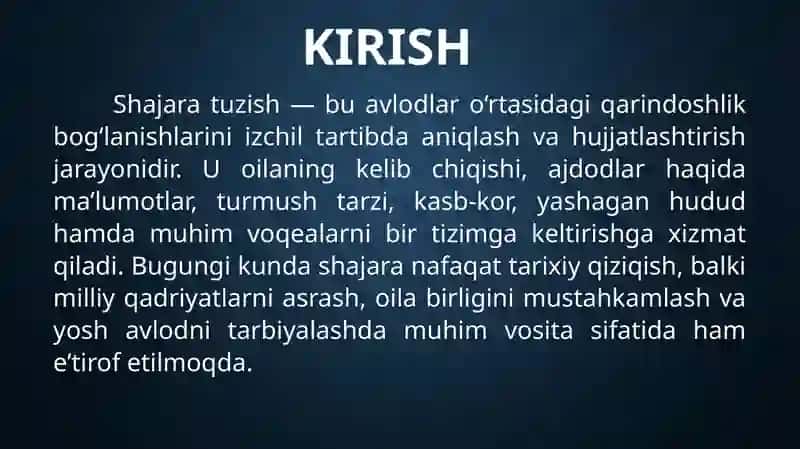 Shajara tuzish 3