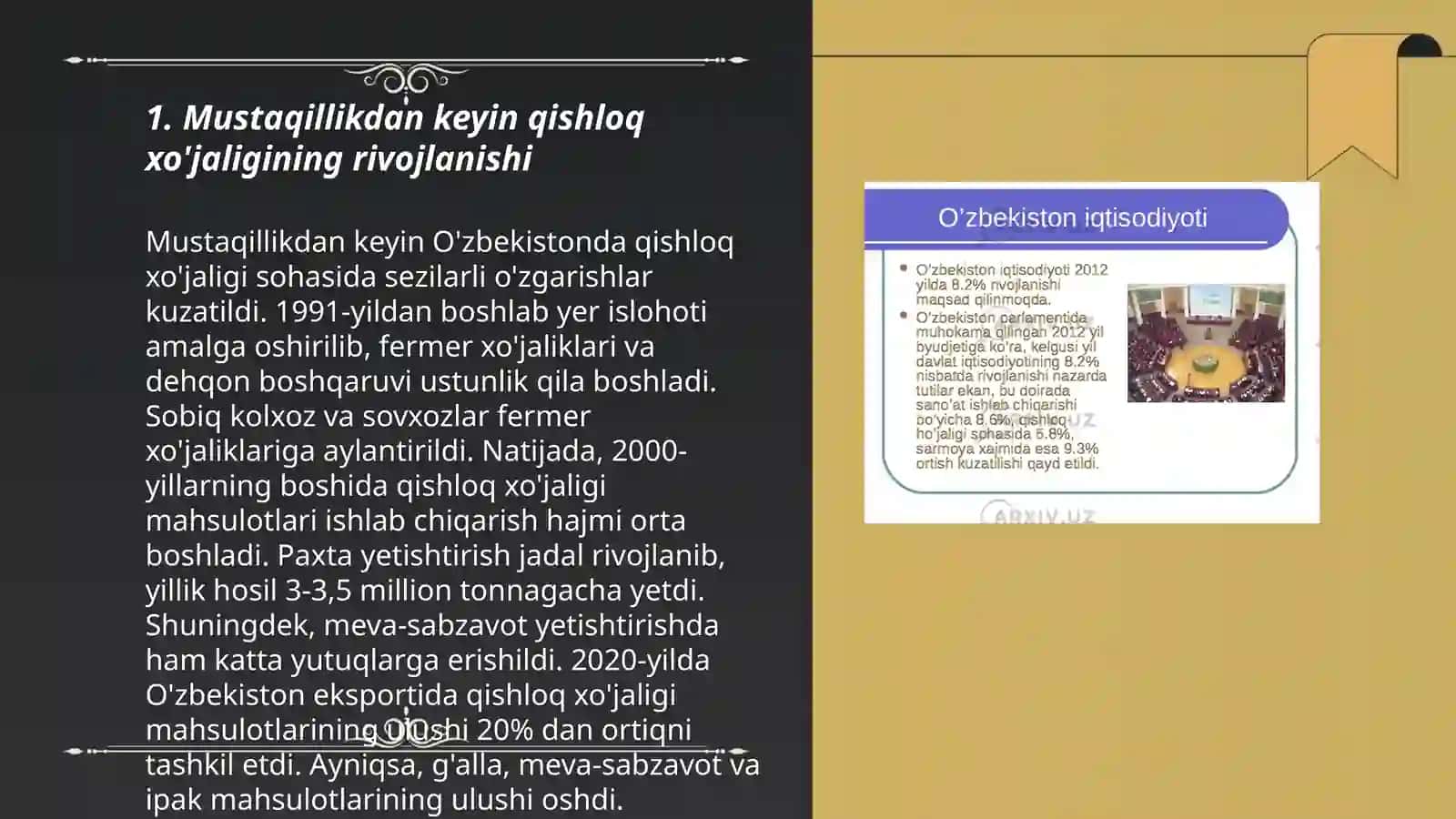 Mustaqillik yillarida qishloq xoʻjaligi va sanoat sohasida oʻzgarishlar 3