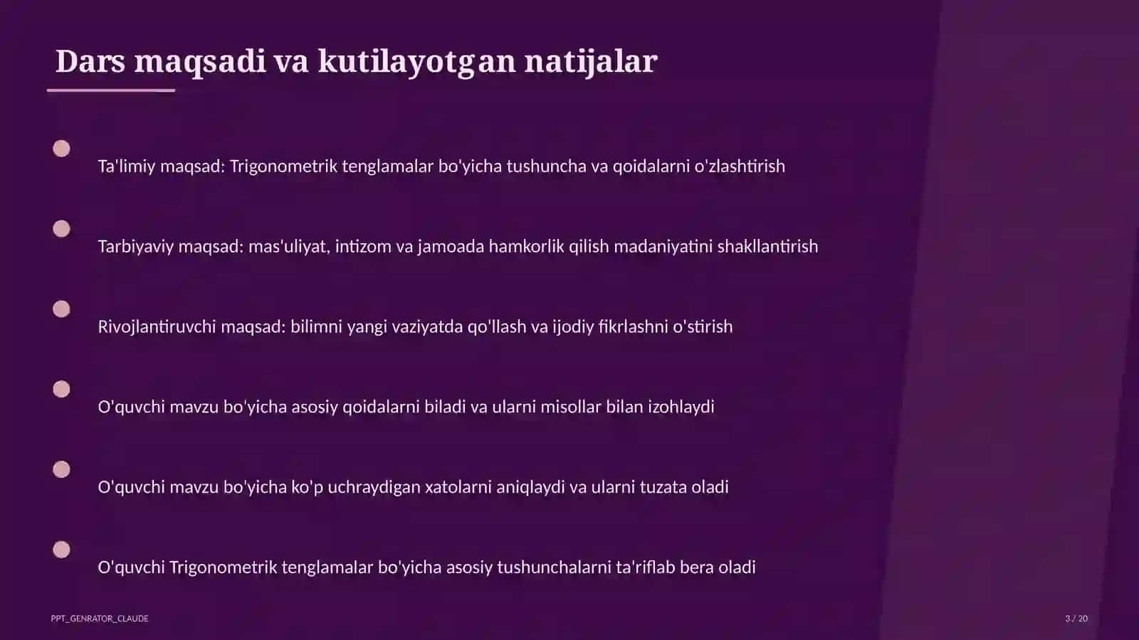 Trigonometrik tenglamalar (10-sinf) 3