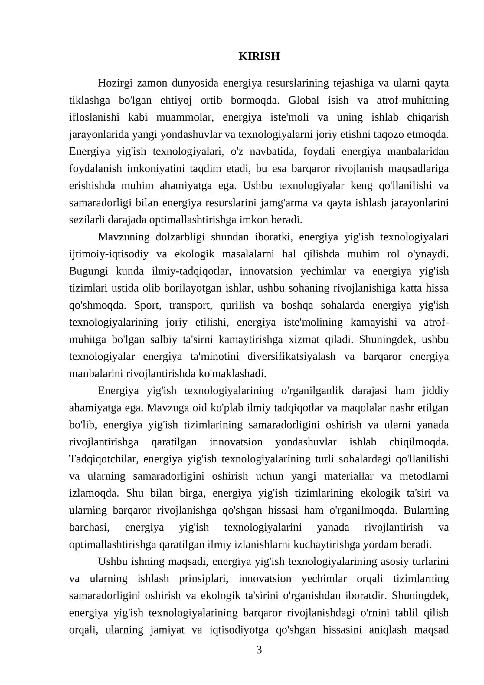 Energiya yig'ish texnologiyalari asosida oʻrnatilgan tizimlar 3