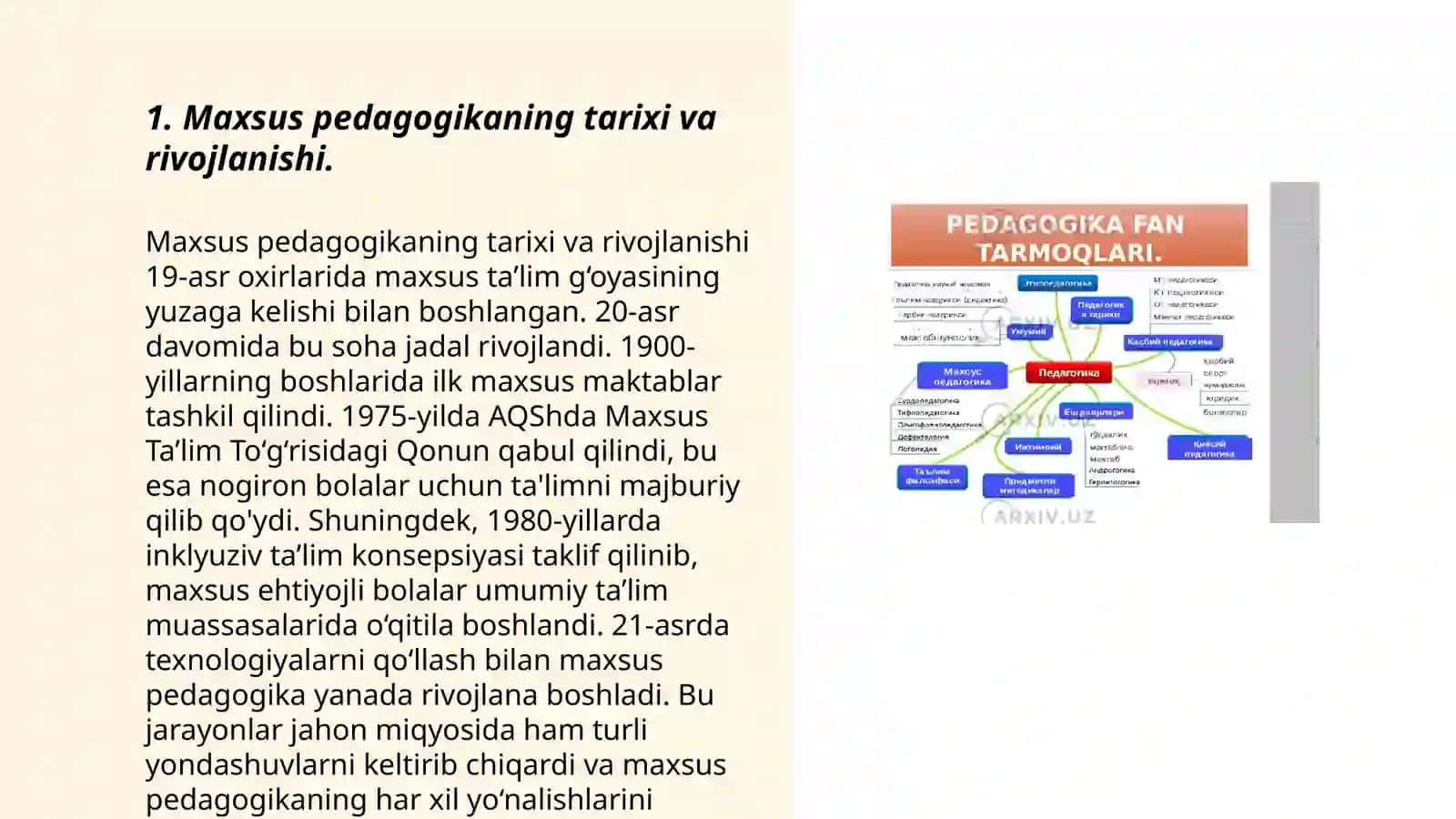 Maxsus pedagogika fanining predmeti,ob'yekti,boshqa fanlar bilan aloqasi fanining umumiy asoslari.Maxsus pedagogikaa fanining umumiy masalalari.Aqliy rivojlanishda nuqsoni bo'lgan bolalar 3