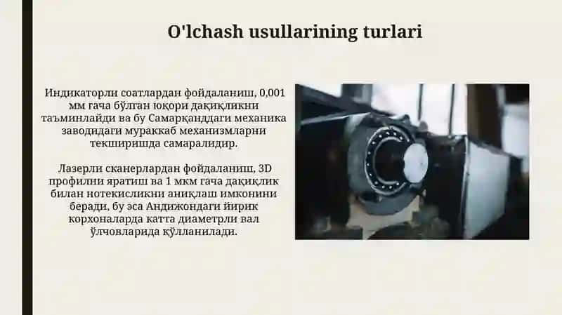 Markazga òrnatilgan valning radial tepishini òlchash 3