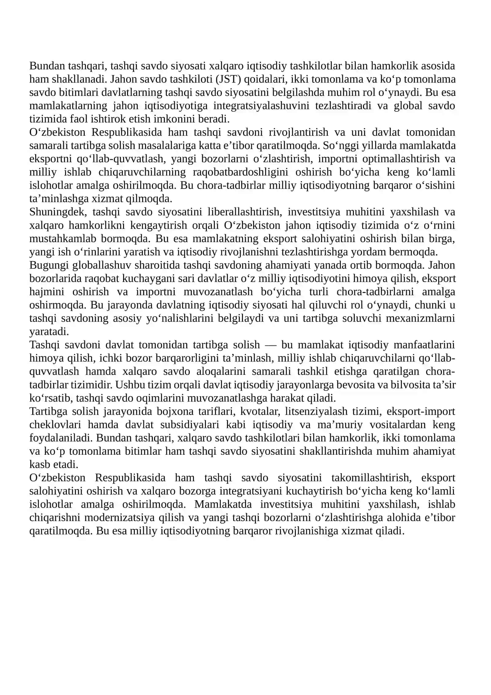 Tashqi savdoni davlat tomonidan tartibga solish va boshqarish yo‘llar 3