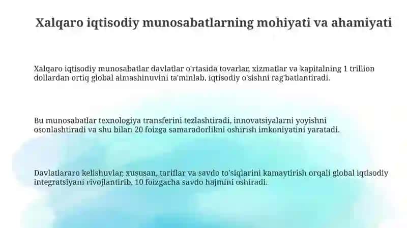 Xalqaro iqtisodiy munosabatlar, uning shakllari va tartibga solinishi 3