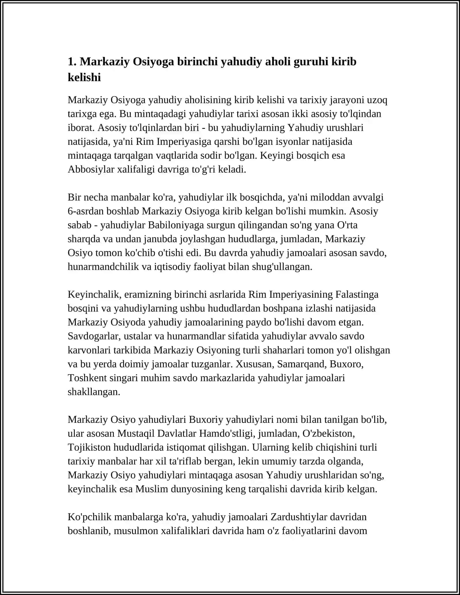 MARKAZIY OSIYODA YAHUDIYLIKNING KIRIB KELISHI VA TARQALISHI TARIXI 3