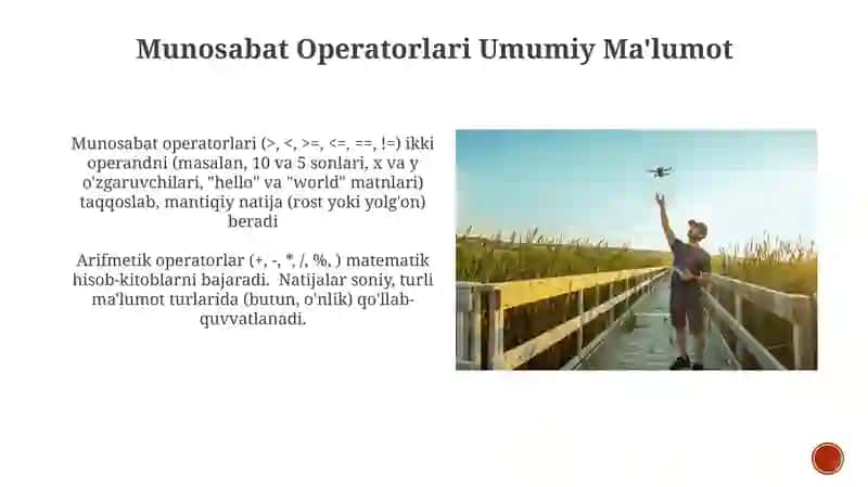 Arifmetik operatorlar: relyatsion operatorlar 3