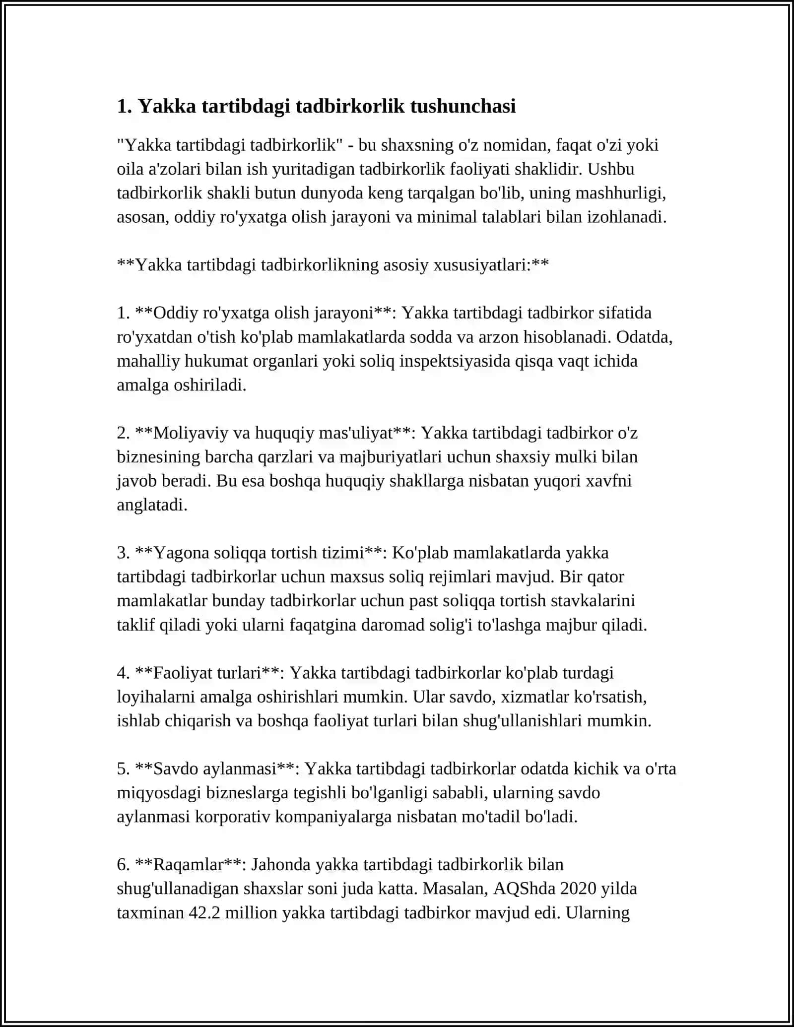 Yakka (individual) va bozor talabi 3